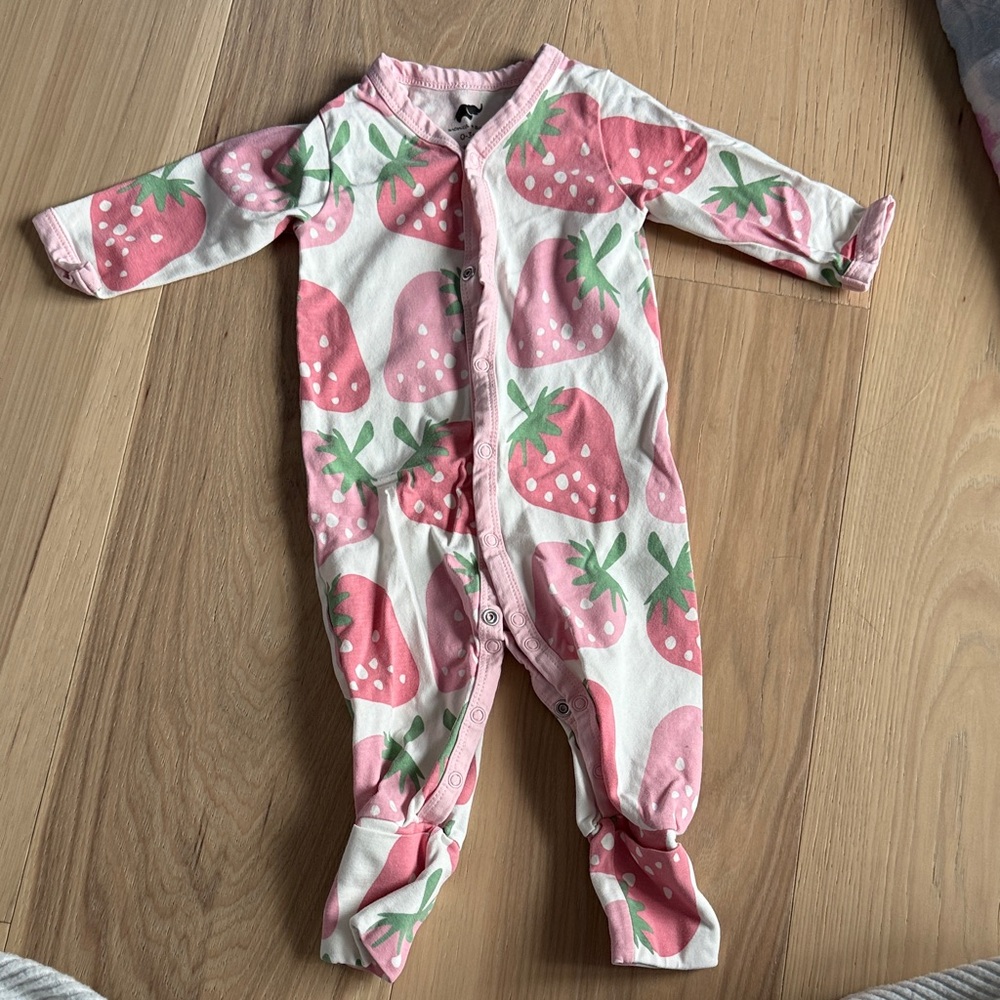 Monica + Andy Strawberry Footie Pajamas in 0-3M
